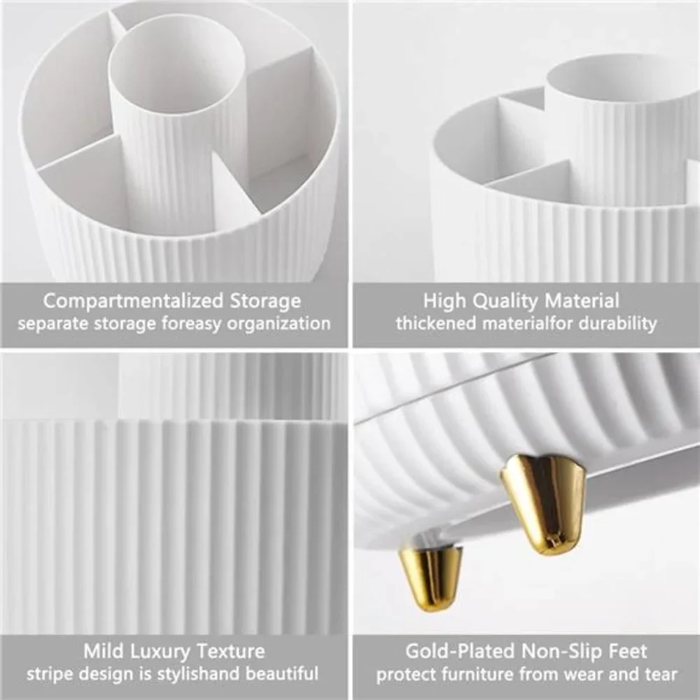 🌺 Makeup Brush holder Organizer, 🦋360° Rotating Make up Brush Holder, 5 Slots